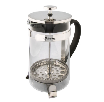 Cafetera Hudson Émbolo F-228-1000 manual plateada y negra