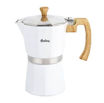 Cafetera Esmaltada Blanca Italiana Induccion 6 Tazas