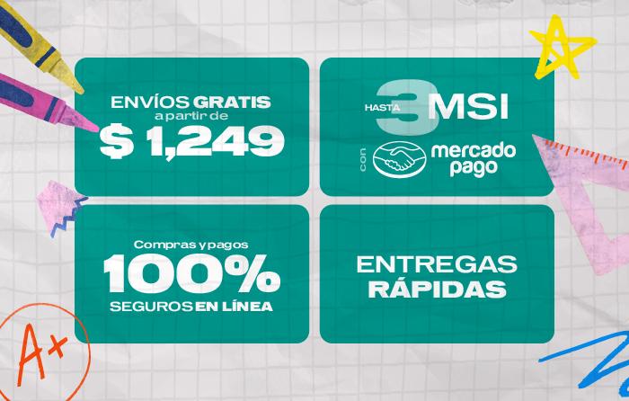 Envíos GRATIS a partir de $1,249.00 | Hasta 3 MSI con Mercado Pago | Compras y pagos 100% seguros en línea | Entregas rápidas