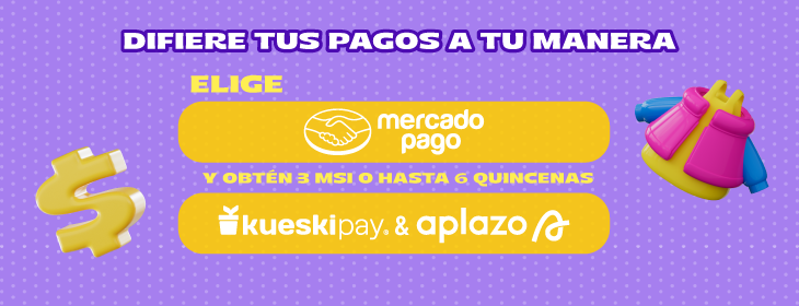 Difiere tus pagos a tu manera. Elige Mercado Pago y obtén 3 MSI o Hasta 6 quincenas con KueskiPay y Aplazo