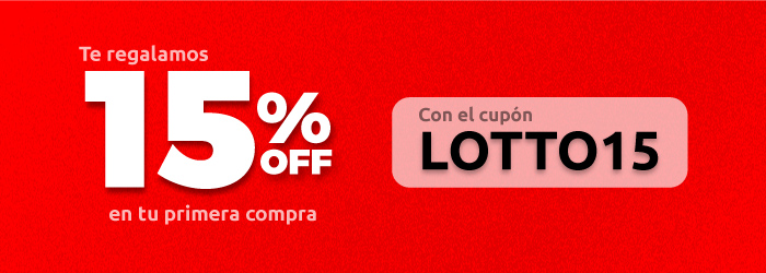 Te regalamos 15% OFF en tu primera compra. CUPÓN: LOTTO15